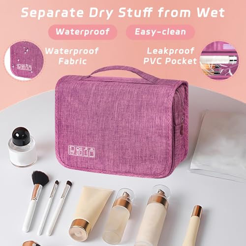 Image of Toiletry Bag Travel Bag with Hanging Hook for Women and Men,Purple