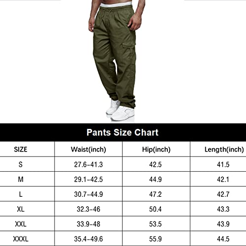 Wzikai Mens Cargo Pants Relaxed Fit Drawstring Joggers Sweatpants For Men Workout Casual Long Trousers Army Green Xl #TOP6