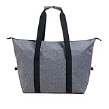 Insulated Grocery Bags Hot and Cold Food Transport Soft Cooler Wine Tote Drinks Carrier Collapsible Washable(Gray)