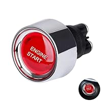 Powice Universal Startknopf 12/24 V 50 A, One Touch Start Tastertaster 12V mit Rot LED Licht, 3-Poliger Startknopf mit Automatischer Rücksetzung, Drucktaster 12V für Zündstartgerät für Autos