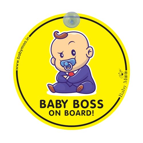 Image of Baby Moo Baby On Board Sticker-Weatherproof Car Decal-Adorable Design for Maximum Attention-Enhance Road Visibility&Safety-Easy Application&Residue-Free Removal-(Boss)