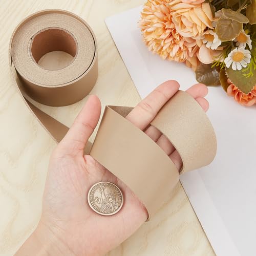 GORGECRAFT 1.5 Inch Wide Lychee Pattern Leather Strap 79 Inch Long Double-Sided Imitation Leather Strips Flat Leather Cord for DIY Craft Projects Pet Collars Belts Handle Jewelry Making - Image 3