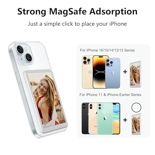 Image of Upgraded 2026 Phone Vlog Selfie Monitor Screen, Portable Back Camera Monitor with Magnetic Connection, Low Latency for Selfie Vlog Live Stream, Compatible with iPhone & Android, White