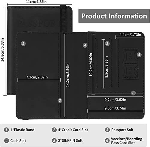 Image of House of Quirk Passport Holder Cover Travel Wallet Organiser, Passport Case with PU Leather Travel Document Holder for Men and Women Travel Accessories (Black)