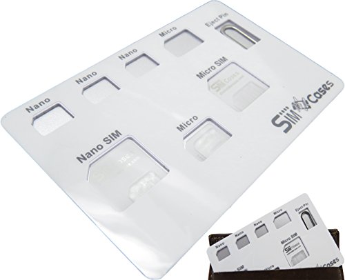 Nano SIM Card Holder Case with SIM Card Adapter Set & iPhone Pin Needle, Slim Credit Card Size for Wallet, Storage case for 7 SIM Cards & Quality sim Converter Set for Nano Micro sim Card - White