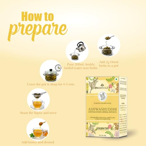 Image of Golden Tips Tea Herbyoga Ashwashuddhi Herbal Infusion Tea 100g | Natural Wellness Herbal Blend for Relaxation, Detox