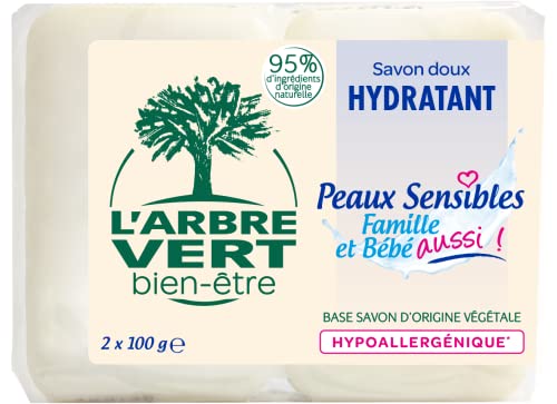 L'arbre vert Savons Solide Doux Peaux Sensibles 2 x 100 g
