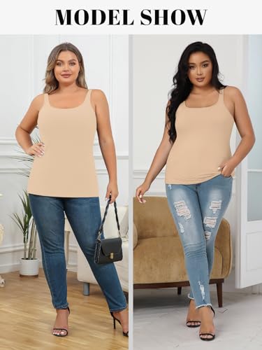 Image of V FOR CITY Plus Size Tank Top for Women with Non-Padded Shelf Bra Adjustable Wide Strap Camisole Cotton Udershirts 1X-5X