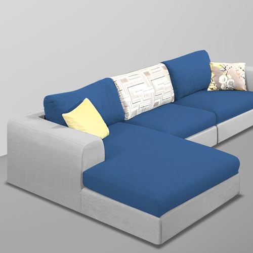 Image of Koza LHS 4 Seater L Shape Sofa Set for Living Room (Blue Grey Fabric) Premium Fabric Sofa