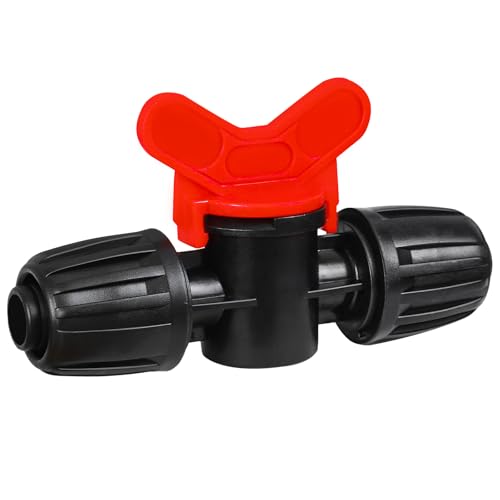 WZFLRUA 10 Pack 1/2 Inch Drip Irrigation Valve Fittings (1/2 ID x 0.65 OD) - 1/2 Drip In-Line Shut Off Valve Anti-Drop Barbed Lock Nut Flow Control Valve Connectors for 1/2 Inch Drip Tubing