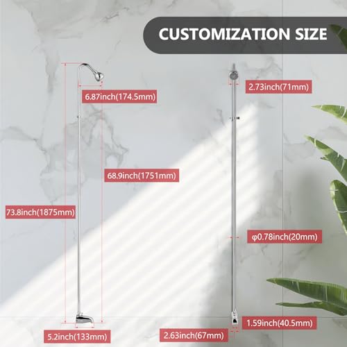 Kit de conversión de bañera a ducha con barra vertical y cabezal de ducha, cromo pulido | Barra vertical de acero inoxidable SUS304 de 70 pulgadas, cabezal giratorio 360°, grifo diverter para bañera, montaje en pared miniatura 6