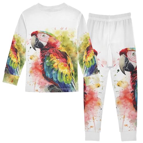 ALAZA Parrot Portrait Pajama Set Pijamas Para Niños Long Sleeve Sleepwear2