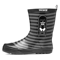 Shoe Zone Wednesday Kids Black & Grey Striped Welly - Size 3.5 - Multicolour