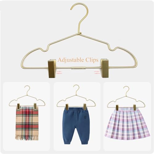 Koobay 12.6 Inch Children Gold Clothes Hangers With Clips,10 Pack,Newborn Kids Hangers Non Slip Durable Space Saving Baby Clothes,Standard Suit Hangers,Heavy Duty Saving Space thumb #3