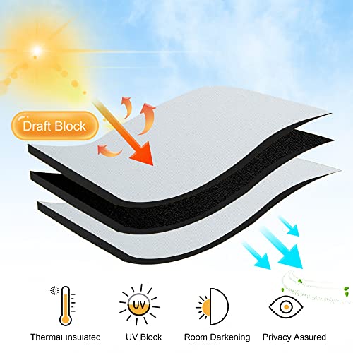 RYB HOME White Curtains for Bedroom - Room Darkening Curtains Thermal Insulated Sunlight Block for Kitchen Cabinet Basement Bathroom Window Covering, W 29 x L 36, Grayish White, 2 Panels