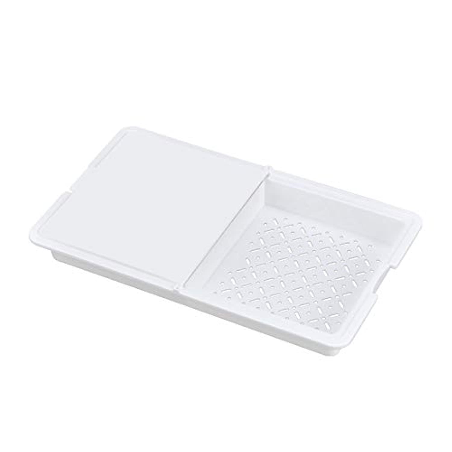 Coolbaby no 3 in-1 multifunctional plastic kitchen cutting board with tray cutting flip plate with collecting plate for meat fruit vegetables cutting(white)