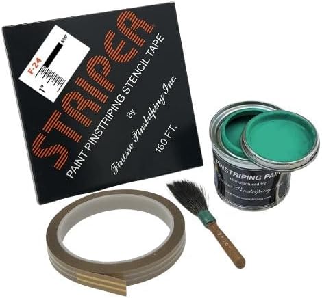 Automotive Pinstriping KIT - Stencil/Brush/Paint - Pinstripe Your Car/Truck Results: 3/16 inch Stripe (Emerald Green, 42 Foot roll)