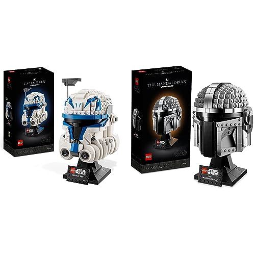 LEGO 75349 Star Wars Le Casque du Capitaine Rex, Maquette à Construire & 75328 Star Wars Le Casque du Mandalorien: Maquette à Construire pour Adultes, Modélisme, Décoration à Collectionner