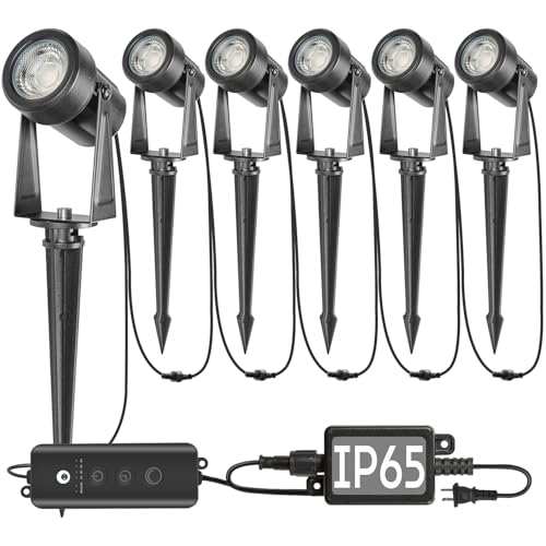 SUNTHIN Solar Landscape Lights 6-Pack with Dusk-to-Dawn Sensor