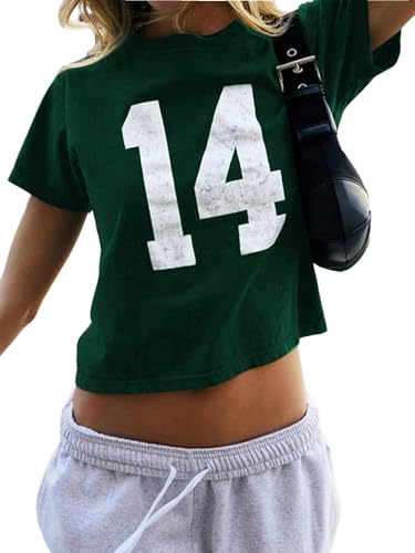 Image of SOLY HUX Girl's Number Graphic Tees Short Sleeve Y2k Tops Jersey Shirts | Crew Neck, Casual, Cute, Vintage, Summer