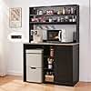 69" Coffee Bar with Mini Fridge Space, Mini Fridge Cabinet with Power Outlet, Liquor Wine Cabinet, Microwave Stand with Storage, Refrigerator Stand for Kitchen, Apartment, Home Bar, Dorm