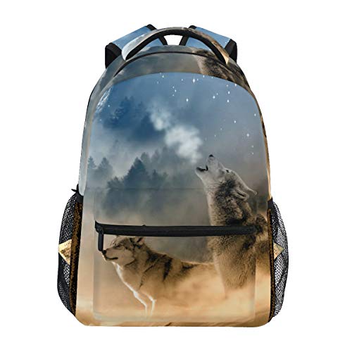 Arte de Hielo de Lobos Mochila Escolar Impermeable Mochilas Escolares para Estudiante