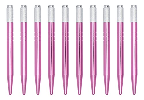 XIAOYU 10 Pieces Microblading Pens Manual Eyebrow Tattoo Pens Light Microblading Handles for Makeup Eyebrow Tattoo Supplies(Pink) - Image 2