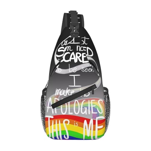 LGBT Rainbow Gay Pride I Am Not Scared To Be Seen Crossbody Sling Bag Shoulder Backpack Chest Bag Casual Daypack Outdoor Fanny Pack Adjustable Sports Bags for Gym Travel Hiking