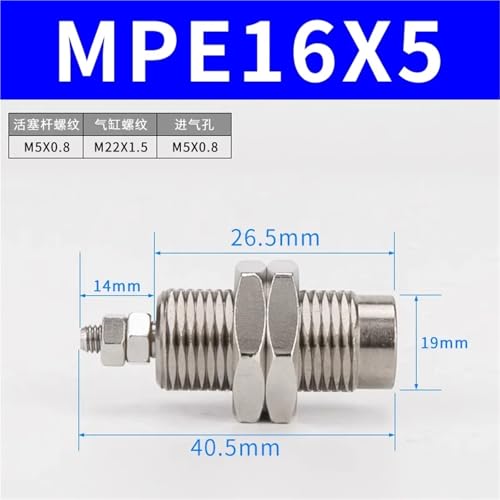 Vérin à ressort simple effet MPE16X5 compact pour systèmes de tri