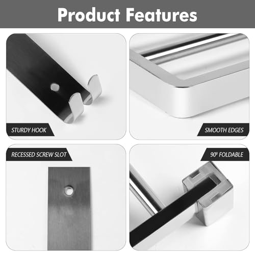 Image of Pivalo Heavy-Duty 304 Grade Stainless Steel Dual Folding Towel Rack for Bathroom 24 Inch Towel Hanger /Towel Holder /Stand /Towel Bar /Bathroom Accessories (Chrome, 1024)