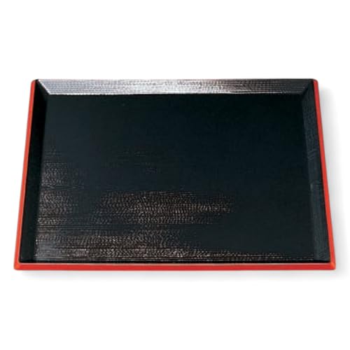 J-kitchens お盆 尺2 利休角 トレー ( 盆 トレイ おぼん ) 黒 ブラック 天 朱 レッド 滑らない 36cm 漆器 ( ABS 樹脂 ) 日本製