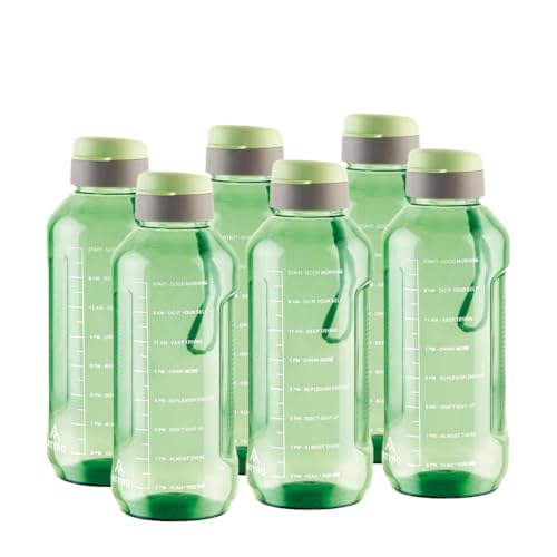 ATTRO Ultra Pro 2 Motivational 2-Liter BPA-Free Water Bottle with Leak-Proof Flip-Top Cap, Nylon Strap and Stylish Mint Green Color for Daily Hydration-Set Of 6
