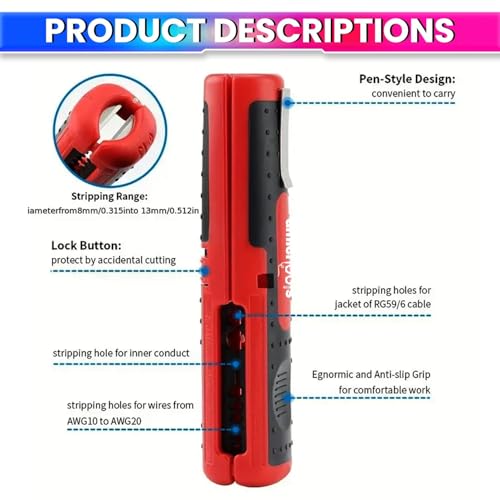 Image of amiciTools Electric Wire Stripper - Professional Wire Stripping Tool with Ergonomic Grip for Clean, Accurate Wire Stripping