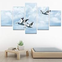 SIGNWIN 5 Panel Canvas Wall Art Birds Closeup Multicolor Photography Realism Relax/Calm Romantics for Home Decorations Ready to Hang - 60