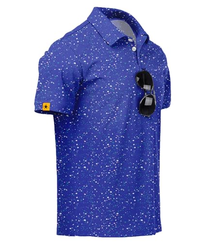 Image of ZITY Mens Golf Polo Shirts Short Sleeve UPF 50+ Performance Moisture Wicking Print Pattern Casual Collared Golf Shirt for Men
