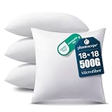 Phantoscope 4 Packs Throw Pillow Inserts Hypoallergenic Square Form Sham Stuffer 18 x 18 inches