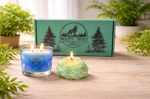 Image of Luxury Ocean Blue & Vanilla Rose Petal Candle Combo | Long-Lasting Premium Scented Gift Set | Handcrafted Soy Wax Candles