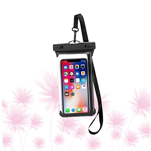 KALLORY Mobile Phone Bag PVC Floating Pouch for Outdoor Water Sports Swimming Beach and Hiking Durable Phone Case with Lanyard Black