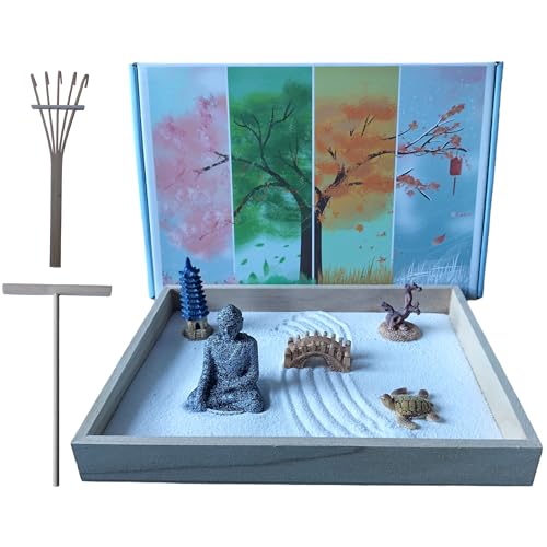 Jardin zen japonais en bois grand format avec coffret cadeau