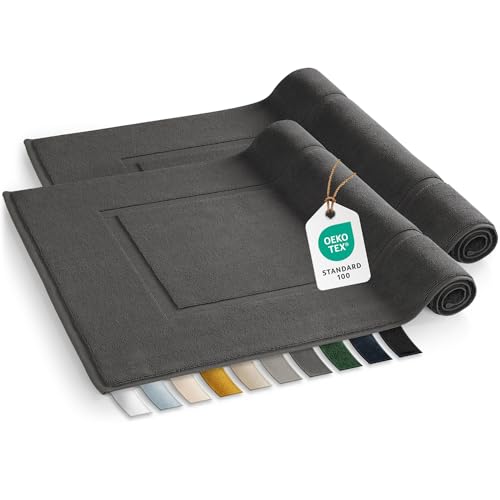 Blumtal Badvorleger Terry - Badezimmerteppich 100% Baumwolle in 50x80 cm - Oeko-Tex zertifizierter Badteppich & Duschvorleger - Badezimmer Teppich und Badvorleger/Bath Mat im Set 2 teilig in Anthrazit Blumtal Badvorleger Terry - Badezimmerteppich 100% Baumwolle in 50x80 cm - Oeko-Tex zertifizierter Badteppich & Duschvorleger - Badezimmer Teppich und Badvorleger/Bath Mat im Set 2 teilig in Anthrazit