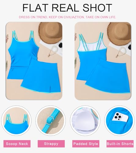 Image of Dokotoo Tankini Swimsuits for Women 2026 Two Piece Bathing Suits Tummy Control Ruched Swim Suits with Skirt