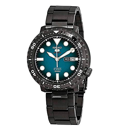 SEIKO Sports 100m Automatic 'Bottle Cap' Steel Black IP Import