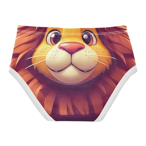 Cute Painting Lion Brown Mane Girl Panties Cute Girls Underwear Toddler Cotton Florals Kids Briefs Undies 2t2