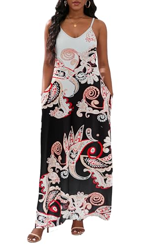 Image of vunahzma Womens Casual Fashion Sleeveless Plus Size Loose Long Sexy Maxi Dress with Pockets