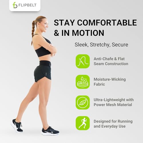 FlipBelt High Waisted Quick-Dry Air Running Shorts Workout Sport Layer Active Shorts with Pockets and Built in Running Belt4