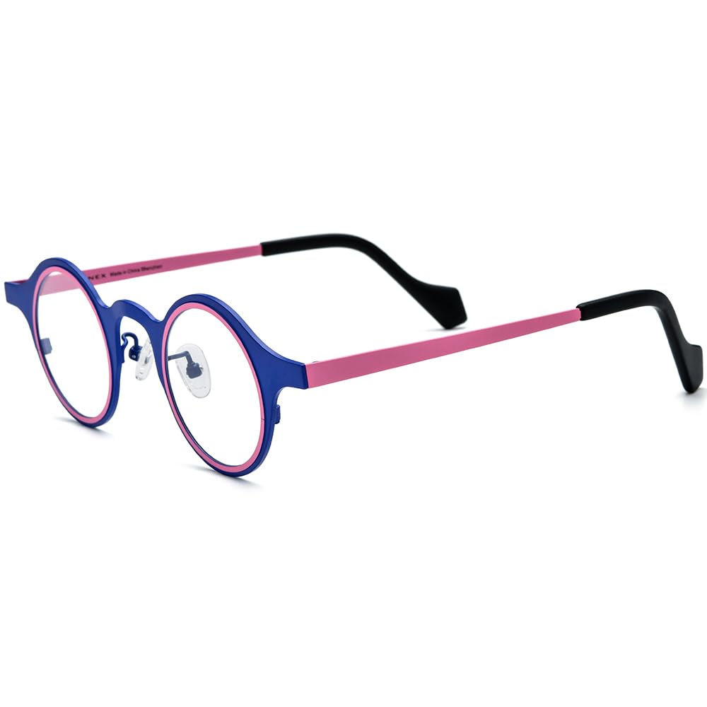 FONEX Colorful Pure Titanium Glasses Frame Women Retro Round Eyeglasses