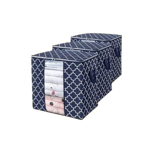 Pack of 3 Storage Organizer Bags with Zipper Closure for Wardrobe and Closet Organization-storage Bag-91