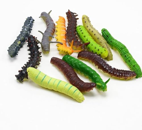 Tiosen 6Pcs Simulation Caterpillar Halloween Prank, Plastic Fake Worm Set,