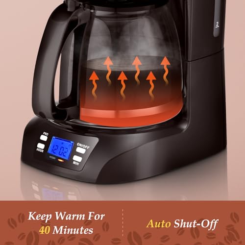 Aigostar Benno - Macchina da caffè americano e tè da 800 W con filtro riutilizzabile e piastra riscaldante, macchina caffe con mantenimento calore, capacità 1,5 L, timer 24 ore, sistema antigoccia - immagine 5