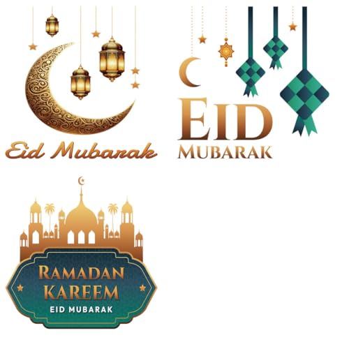 Happy Eid Mubarak Iron Transfer Patch Heat Transfer Sticker Vinyl Design Iron Applique T-Shirt Clothing DIY Craft Applique Clothing Decoration (P3)